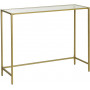 Konsolbord Guld, Glasskiva 100 x 35 x 80 cm Entré Sidobord