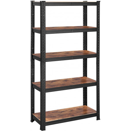Förvaringshylla 75x30x150 cm - 650 kg Förvaringsställ Svart/brun