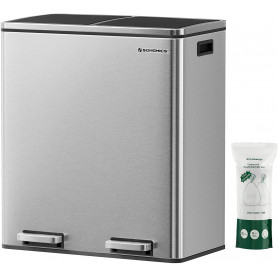 Pedalhink Dubbel Soptunna 2 x 30 liter i Rostfritt Stål Sorteingskä...