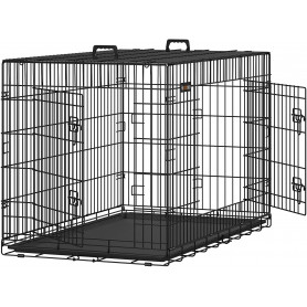 Hundbur XXL Metall 122 x 74 x 80,5 cm Med 2 Dörrar - Svart