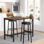 2-Pack Barstolar Industriell Stil 39x39x100 cm Med Ryggstöd Vintage Brun-Svart