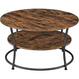 Soffbord Industriell Stil Ø 80cm Vintage brun-svart