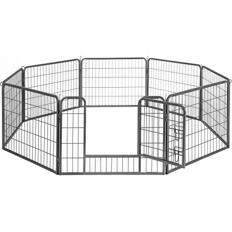 XXL Heavy Duty Hundhage / Hundgård 8 Galler Justerbar Form - Grå