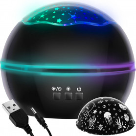 Nattlampa 2in1 Projektor med roterande stjärnhimmel och havet djup ...