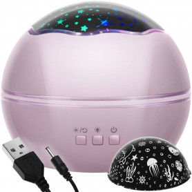 Nattlampa 2in1 Projektor med roterande stjärnhimmel och havet djup ...