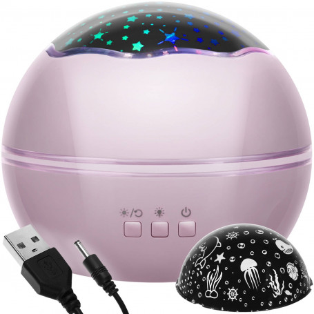 Nattlampa 2in1 Projektor med roterande stjärnhimmel och havet djup ...