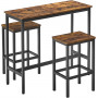 Barbord Set Med 2 Barstolar 100x40x90 cm Industriell Stil Vintage brun-svart