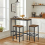 Barbord Set Med 2 Barstolar 100x40x90 cm Industriell Stil Vintage brun-svart