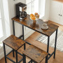 Barbord Set Med 2 Barstolar 100x40x90 cm Industriell Stil Vintage brun-svart