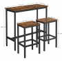 Barbord Set Med 2 Barstolar 100x40x90 cm Industriell Stil Vintage brun-svart