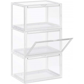 x3 Transparent Förvaringslådor med Dörr à 36 x 28 x 22 cm Stapelbara
