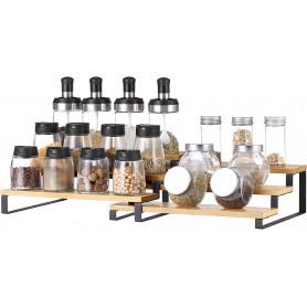 Ställ till Kryddor - Set 2 Stapelbara Steghyllor 3-våning i Bambu