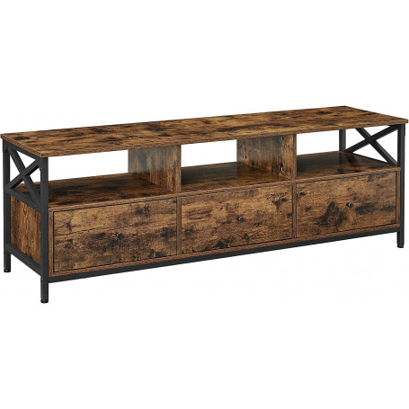 TV-Bänk 147x40x50cm Industriell Design för upp till 65 tums TV med 3 lådor