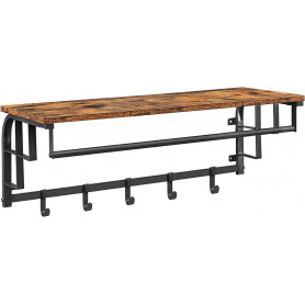 Hatthylla med Klädstång 80 x 30 x 27 cm Vintage brun-svart