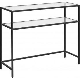 Konsolbord 100x35x80 cm Avlastningsbord Med 2 Glashyllor - Svartram