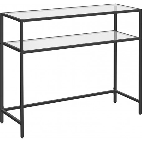 Konsolbord 100x35x80 cm Avlastningsbord Med 2 Glashyllor - Svartram