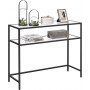 Konsolbord 100x35x80 cm Avlastningsbord Med 2 Glashyllor - Svartram