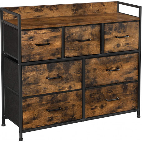 Byrå med 7 Tyglådor Industriell Vintage brun-svart 98 x 28,5 x 85 cm