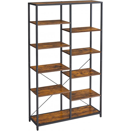 Bokhylla 5 Våningar 100×30×170 Cm Spånskiva & Stål Vintage Brun Sva...