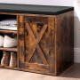 Sittbänk 110x30x48 cm Med 9 Öppna Skofack Och Skåp - Vintage Brun