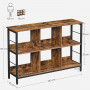 Konsolbord med Delade Hyllor 120 x 33 x 80 cm Industriell Vintage brun-svart