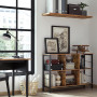 Konsolbord med Delade Hyllor 120 x 33 x 80 cm Industriell Vintage brun-svart