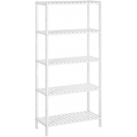 Bambu Förvaringshylla med 5 justerbara hyllor 60x26x130 cm - Vit