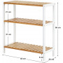 Bambu Förvaringshylla 60 x 26 x 66 cm 3-vånings - Naturlig Och Vit
