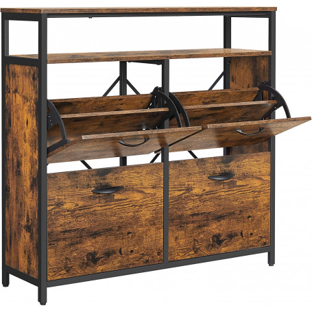Skoskåp med 4 Flikar till12-20 par 98,3 x 30 x 95 cm Vintage Brun-Svart
