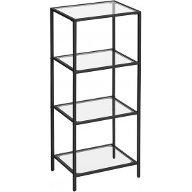 Förvaringsställ 4 Våningar 40×30×95 Cm Glas & Metall Svart Bokhylla...