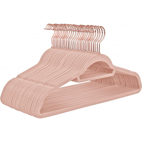 Klädgalgar 30-Pack Halkfria - Galge Med Sammetsyta Roséguld / Rosa