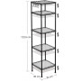 Tunn Hylla Metall 30x30x123,5 cm Flexibel Hyllor med krokar - svart