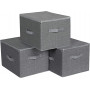 3-Pack Förvaringslådor Tyg med Dragkedja Lock 40x30x25 cm Grå