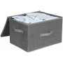 3-Pack Förvaringslådor Tyg med Dragkedja Lock 40x30x25 cm Grå