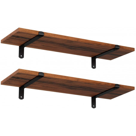 2-Pack Vägghyllor 60x20x7 cm brun-svart