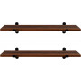 2-Pack Vägghyllor 60x20x7 cm brun-svart