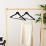 20-pack Galgar i trä med halkfri stång klädhängare svart