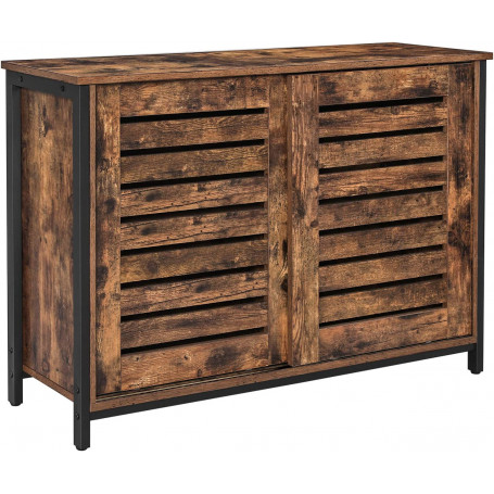 Förvaringsskåp Skänk med Skjutdörrar 100x35x70 cm Vintage brun-svart