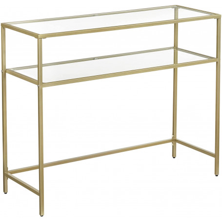 Konsolbord Guld med 2 Glashyllor 100x35x80 cm