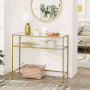 Konsolbord Guld med 2 Glashyllor 100x35x80 cm