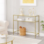 Konsolbord Guld med 2 Glashyllor 100x35x80 cm