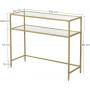 Konsolbord Guld med 2 Glashyllor 100x35x80 cm