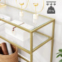 Konsolbord Guld med 2 Glashyllor 100x35x80 cm