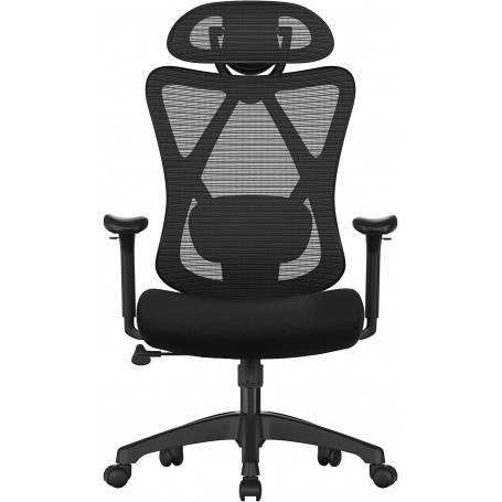 Ergonomisk Kontorsstol Med Flexibla Armstöd, Svankstöd, Nackstöd - Svart