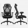 Ergonomisk Kontorsstol Med Flexibla Armstöd, Svankstöd, Nackstöd - Svart
