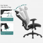 Ergonomisk Kontorsstol Med Flexibla Armstöd, Svankstöd, Nackstöd - Svart