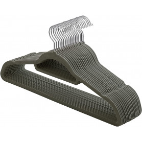 20-pack Tunn Klädgalgar Halkfria Sammetsyta - Grå