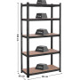 Förvaringshylla 90x40x180, Max. Belastning 875 kg Heavy Duty - Svart