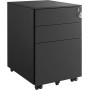 Rullbart Arkivskåp Metall Låsbart Med 3 Lådor 52x39x60 cm Svart