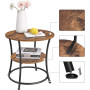 Sidobord Rund 55 x 55 cm Industriell Design Vintage brun-svart